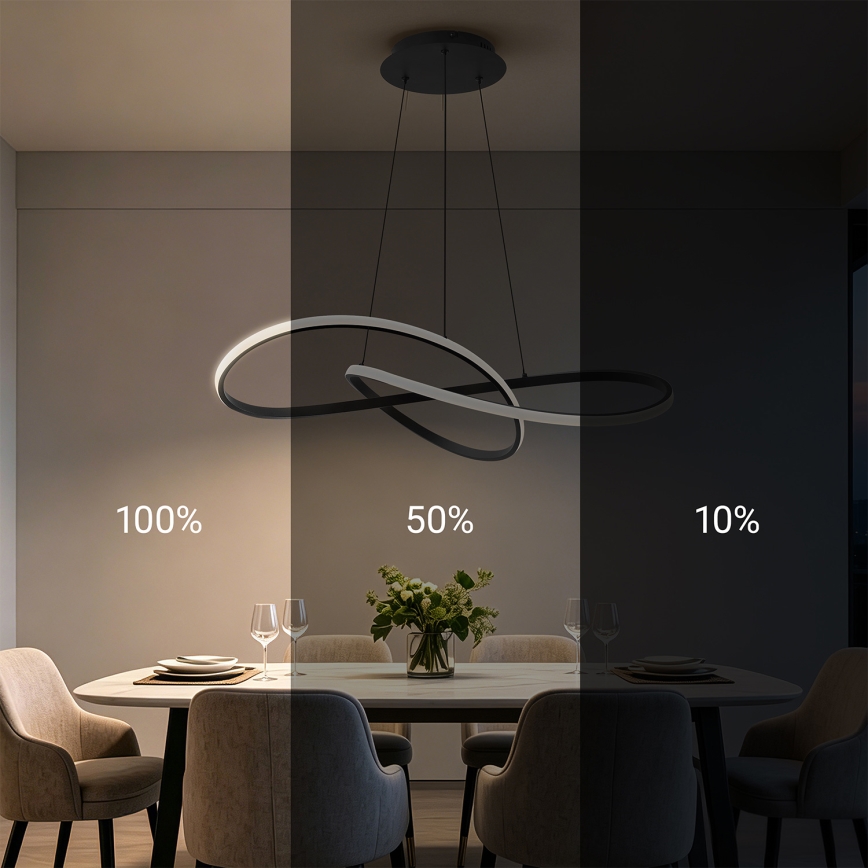 Brilagi - LED-dimmbare Pendelleuchte mit Kabelaufhängung INFINITY LED/80W/230V 3000-6000K 80x80 cm schwarz + Fernbedienung