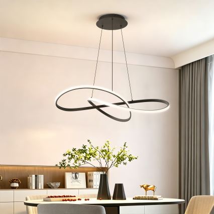 Brilagi - LED-dimmbare Pendelleuchte mit Kabelaufhängung INFINITY LED/80W/230V 3000-6000K 80x80 cm schwarz + Fernbedienung