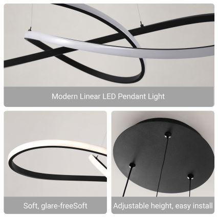Brilagi - LED-dimmbare Pendelleuchte mit Kabelaufhängung INFINITY LED/80W/230V 3000-6000K 80x80 cm schwarz + Fernbedienung