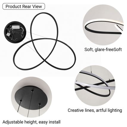 Brilagi - LED-dimmbare Pendelleuchte mit Kabelaufhängung INFINITY LED/80W/230V 3000-6000K 80x80 cm schwarz + Fernbedienung