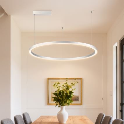 Brilagi - LED-dimmbare Pendelleuchte an Kabel PORTOFINO LED/60W/230V 3000–6000K Ø 80 cm silber + Fernbedienung