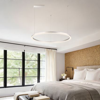 Brilagi - LED-dimmbare Pendelleuchte an Kabel PORTOFINO LED/60W/230V 3000–6000K Ø 80 cm silber + Fernbedienung