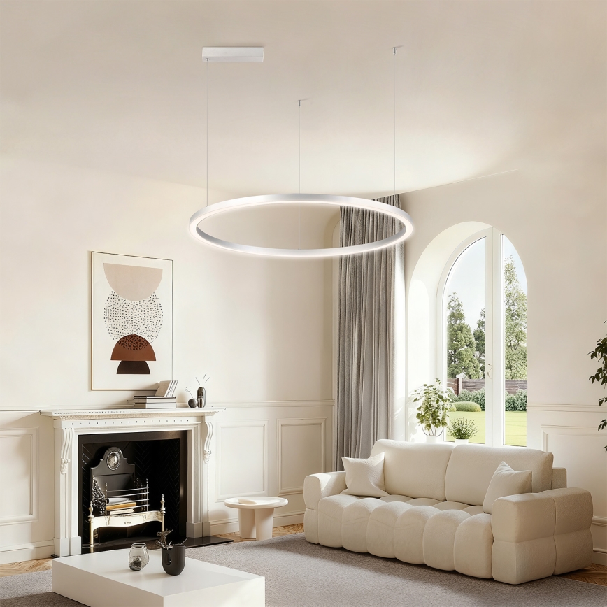 Brilagi - LED-dimmbare Pendelleuchte an Kabel PORTOFINO LED/60W/230V 3000–6000K Ø 80 cm silber + Fernbedienung