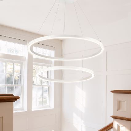 Brilagi - dimmbare LED-Pendelleuchte an Kabel PORTOFINO LED/98W/230V 3000-6000K Ø 80 cm weiß + Fernbedienung