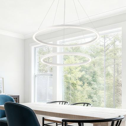Brilagi - dimmbare LED-Pendelleuchte an Kabel PORTOFINO LED/98W/230V 3000-6000K Ø 80 cm weiß + Fernbedienung