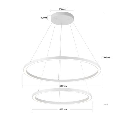 Brilagi - dimmbare LED-Pendelleuchte an Kabel PORTOFINO LED/98W/230V 3000-6000K Ø 80 cm weiß + Fernbedienung