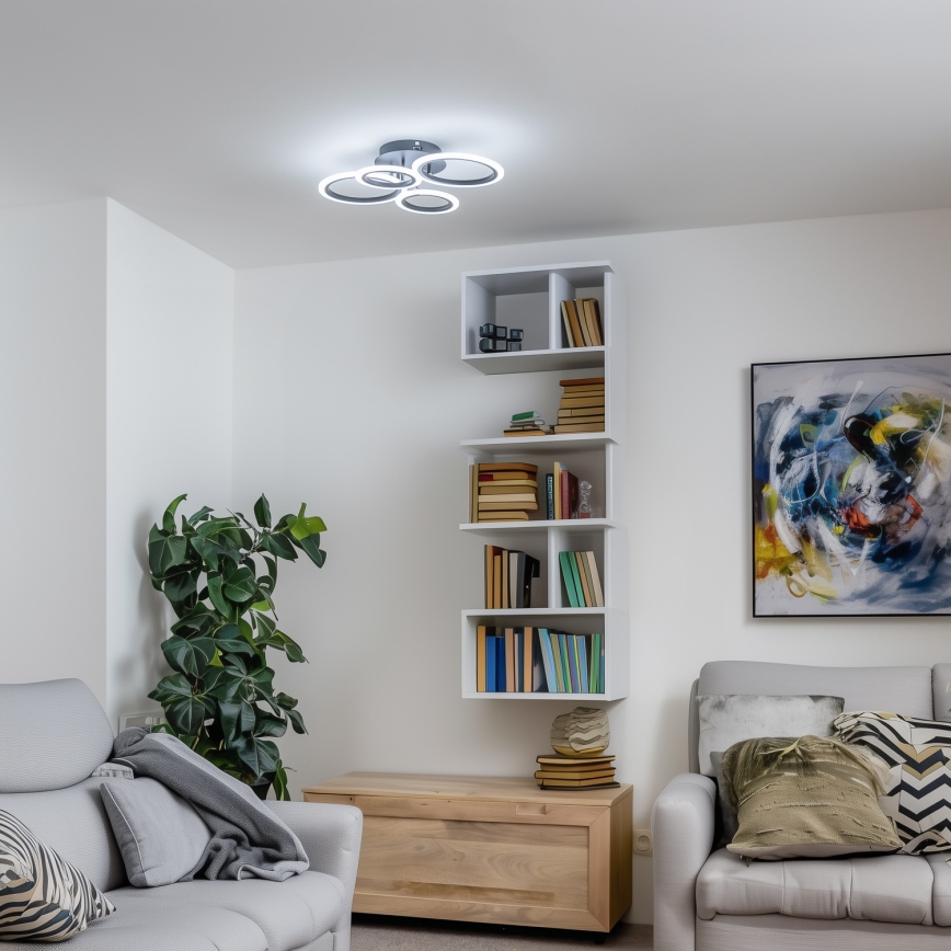 Brilagi - LED-dimmbare aufgesetzte Deckenleuchte ORBITS LED/50W/230V 3000-6500K schwarz + Fernbedienung
