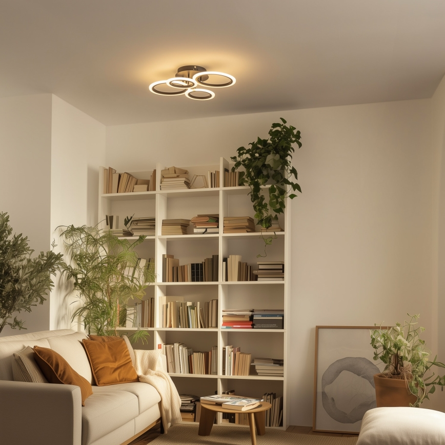 Brilagi - LED-dimmbare aufgesetzte Deckenleuchte ORBITS LED/50W/230V 3000-6500K schwarz + Fernbedienung