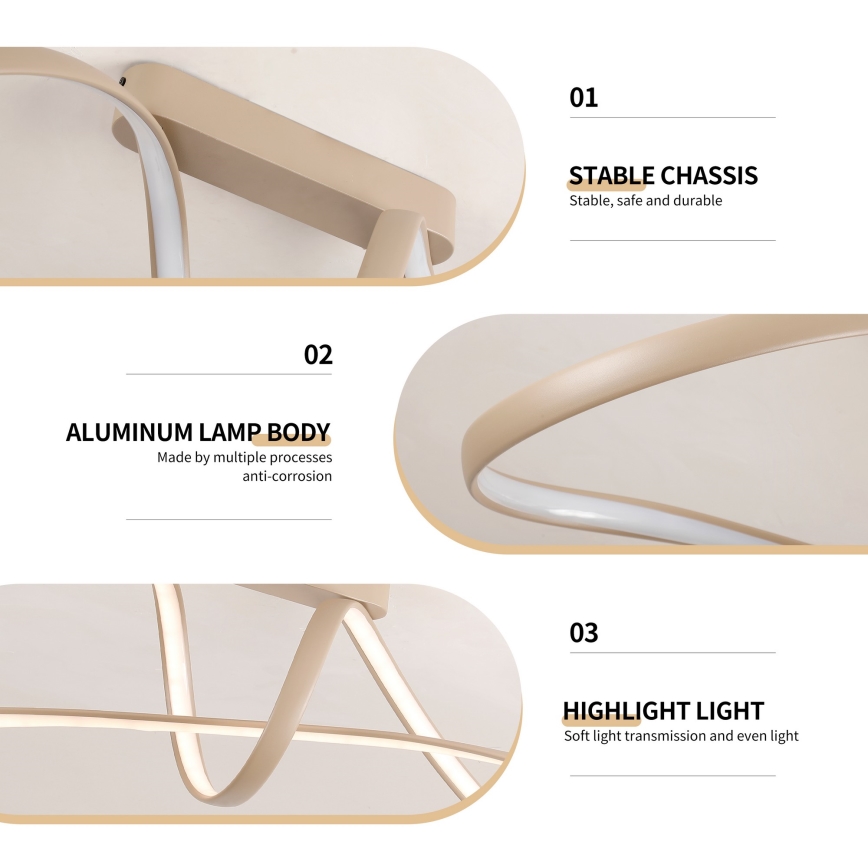 Brilagi - dimmbare LED-Aufbauleuchte TWISTER LED/60W/230V 3000-6000K beige + Fernbedienung