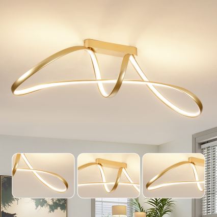 Brilagi - LED-dimmbare Deckenleuchte TWISTER LED/60W/230V 3000-6000K goldfarben + Fernbedienung