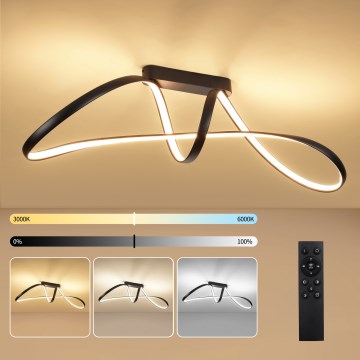 Brilagi - LED dimmbare aufgesetzte Deckenleuchte TWISTER LED/60W/230V 3000-6000K schwarz + Fernbedienung