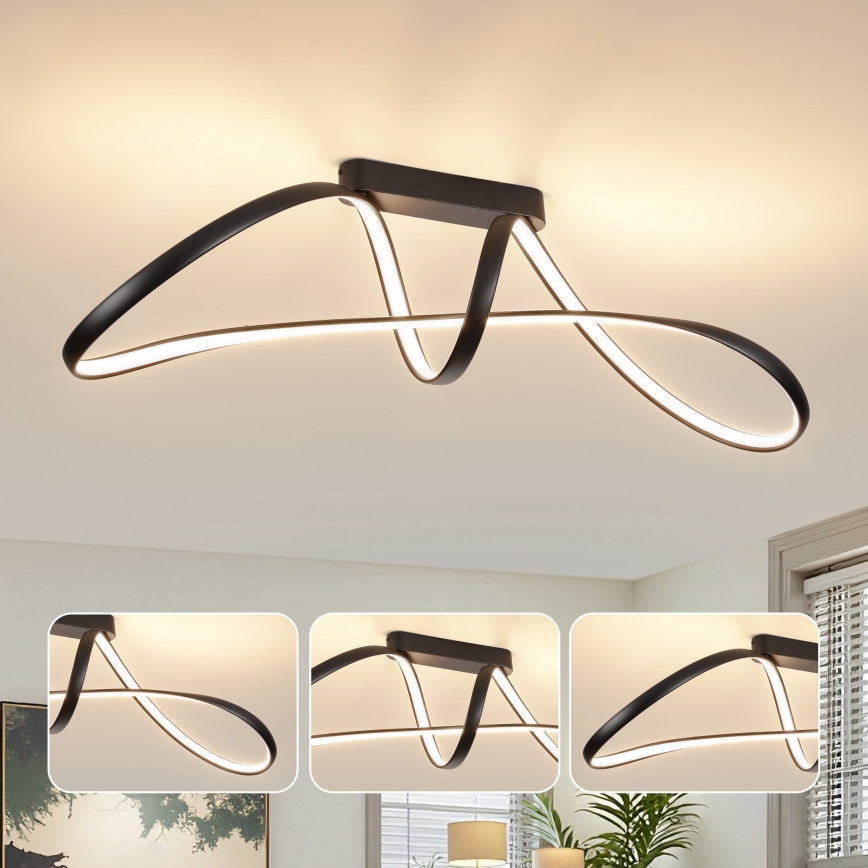 Brilagi - LED dimmbare aufgesetzte Deckenleuchte TWISTER LED/60W/230V 3000-6000K schwarz + Fernbedienung