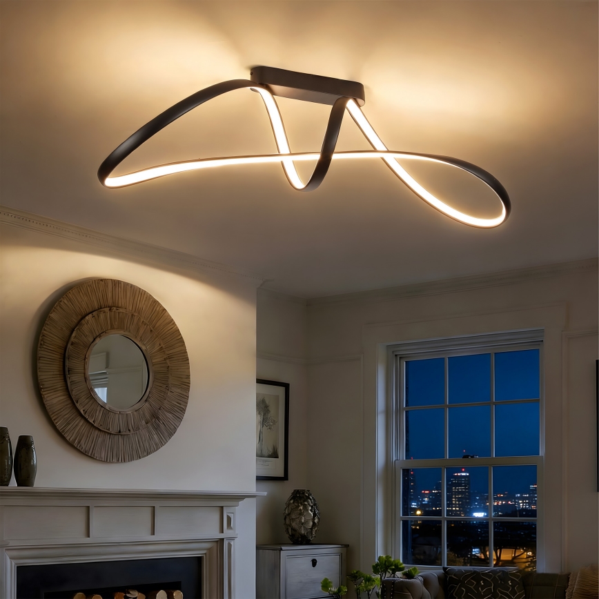 Brilagi - LED dimmbare aufgesetzte Deckenleuchte TWISTER LED/60W/230V 3000-6000K schwarz + Fernbedienung