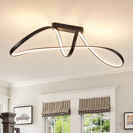 Brilagi - LED dimmbare aufgesetzte Deckenleuchte TWISTER LED/60W/230V 3000-6000K schwarz + Fernbedienung