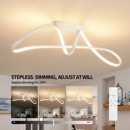 Brilagi - LED dimmbare Aufputz-Deckenleuchte TWISTER LED/60W/230V 3000-6000K weiß + Fernbedienung