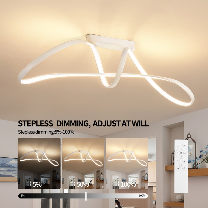 Brilagi - LED dimmbare Aufputz-Deckenleuchte TWISTER LED/60W/230V 3000-6000K weiß + Fernbedienung