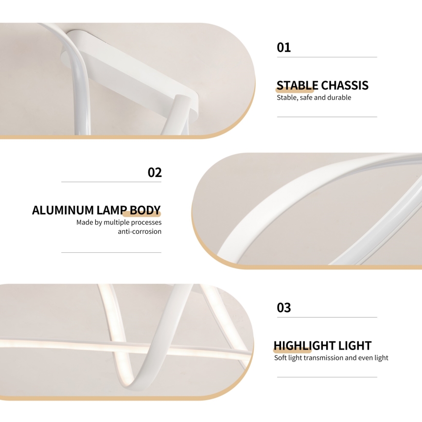 Brilagi - LED dimmbare Aufputz-Deckenleuchte TWISTER LED/60W/230V 3000-6000K weiß + Fernbedienung