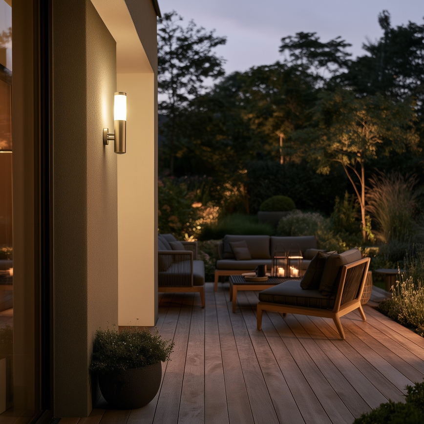BRILAGI - LED-dimmbare Außenwandleuchte ELIA 1xE27/6W/230V 2700-6500K IP44 Wi-Fi mattchrom