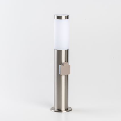BRILAGI - LED-dimmbare Außenleuchte mit Steckdose ELIA 1xE27/6W/230V 2700-6500K IP44 Wi-Fi 50 cm mattchrom