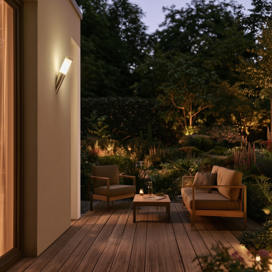 BRILAGI - LED-dimmbare Außenwandleuchte ELIA 1xE27/6W/230V 2700–6500K IP44 mattchrom