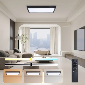 Brilagi - LED Dimmbare Badezimmer-Deckenleuchte FRAME SMART LED/30W/230V 30x60 cm 3000-6000K schwarz + Fernbedienung