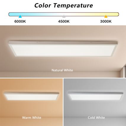Brilagi - LED-dimmbar Badezimmer-Deckenleuchte FRAME SMART LED/50W/230V 120x30 cm 3000-6000K IP44 weiß + Fernbedienung