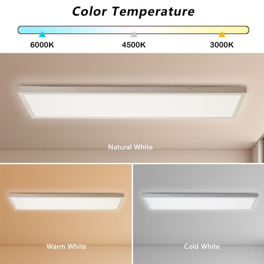 Brilagi - LED-dimmbar Badezimmer-Deckenleuchte FRAME SMART LED/50W/230V 120x30 cm 3000-6000K IP44 weiß + Fernbedienung