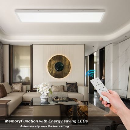Brilagi - LED-dimmbar Badezimmer-Deckenleuchte FRAME SMART LED/50W/230V 120x30 cm 3000-6000K IP44 weiß + Fernbedienung