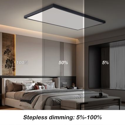 Brilagi - LED-dimmbare Badezimmer-Deckenleuchte FRAME SMART LED/96W/230V 120x60 cm 3000-6000K IP44 schwarz + Fernbedienung