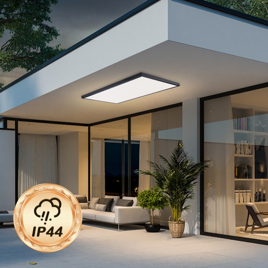 Brilagi - LED-dimmbare Badezimmer-Deckenleuchte FRAME SMART LED/96W/230V 120x60 cm 3000-6000K IP44 schwarz + Fernbedienung