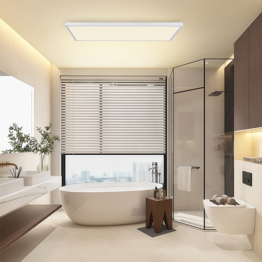 Brilagi - Dimmbare LED-Badezimmer-Deckenleuchte FRAME SMART LED/96W/230V 120x60 cm 3000-6000K IP44 weiß + Fernbedienung