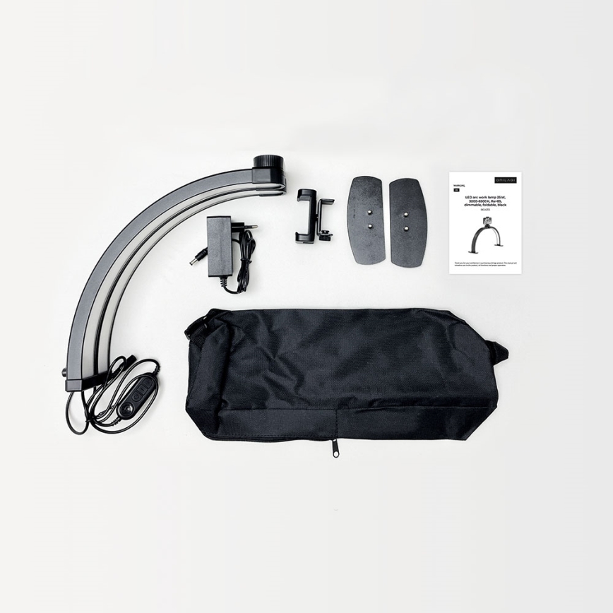 Brilagi - dimmbare LED-Bogen-Tischlampe mit Halterung RADIO LED/25W/24/230V 3000/4000/6500K schwarz