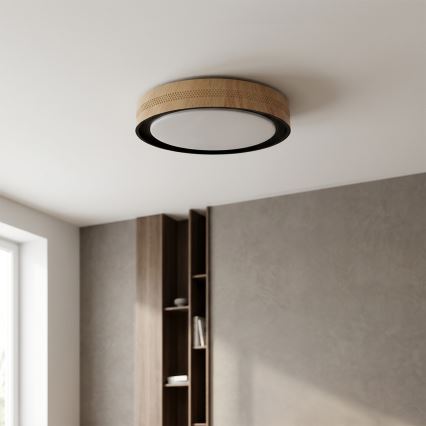 Brilagi - dimmbare LED-Deckenleuchte COCI LED/48W/230V 3000-6500K Ø 39 cm Holzdekor/Schwarz + Fernbedienung