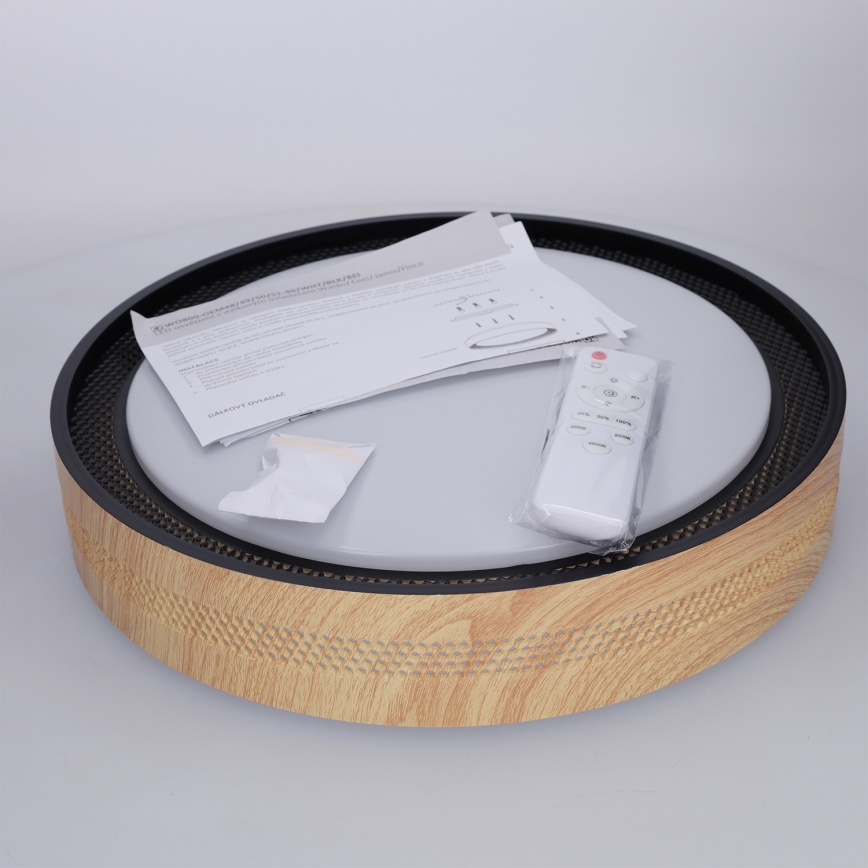 Brilagi - dimmbare LED-Deckenleuchte COCI LED/48W/230V 3000-6500K Ø 39 cm Holzdekor/Schwarz + Fernbedienung