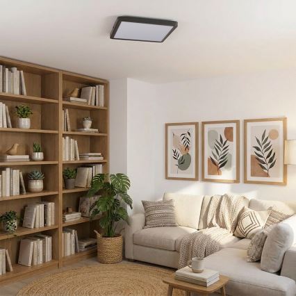 Brilagi - LED-dimmbare Deckenleuchte ESTELA SQUARE LED/36W/230V 3000-6500K 31x31 cm schwarz + Fernbedienung