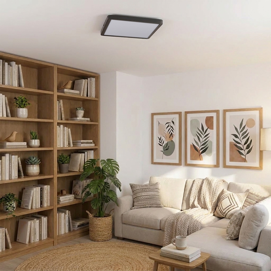 Brilagi - LED-dimmbare Deckenleuchte ESTELA SQUARE LED/36W/230V 3000-6500K 31x31 cm schwarz + Fernbedienung