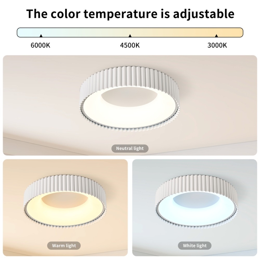 Brilagi - LED dimmbar Deckenleuchte FALCON MODERN LED/30W/230V 3000-6000K 40 cm weiß + Fernbedienung