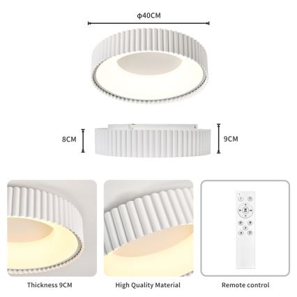 Brilagi - LED dimmbar Deckenleuchte FALCON MODERN LED/30W/230V 3000-6000K 40 cm weiß + Fernbedienung