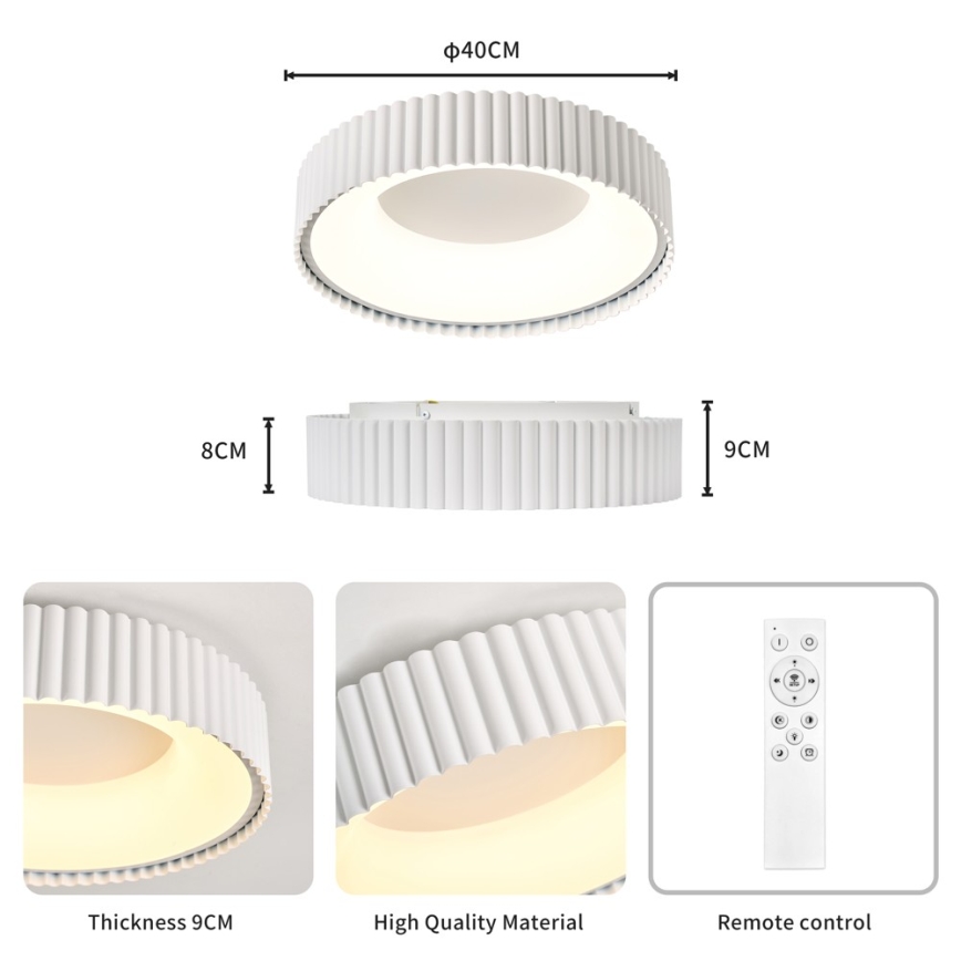 Brilagi - LED dimmbar Deckenleuchte FALCON MODERN LED/30W/230V 3000-6000K 40 cm weiß + Fernbedienung