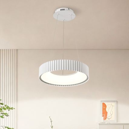 Brilagi - LED-dimmbare Hängeleuchte mit Kabelaufhängung FALCON MODERN LED/30W/230V 3000–6000K Ø 40 cm weiß + Fernbedienung