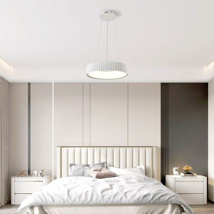 Brilagi - LED-dimmbare Hängeleuchte mit Kabelaufhängung FALCON MODERN LED/30W/230V 3000–6000K Ø 40 cm weiß + Fernbedienung