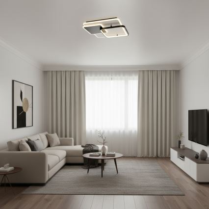 Brilagi - LED dimmbare Deckenleuchte FLARE LED/64W/230V 3000-6000K 45x45 cm weiß/schwarz + Fernbedienung