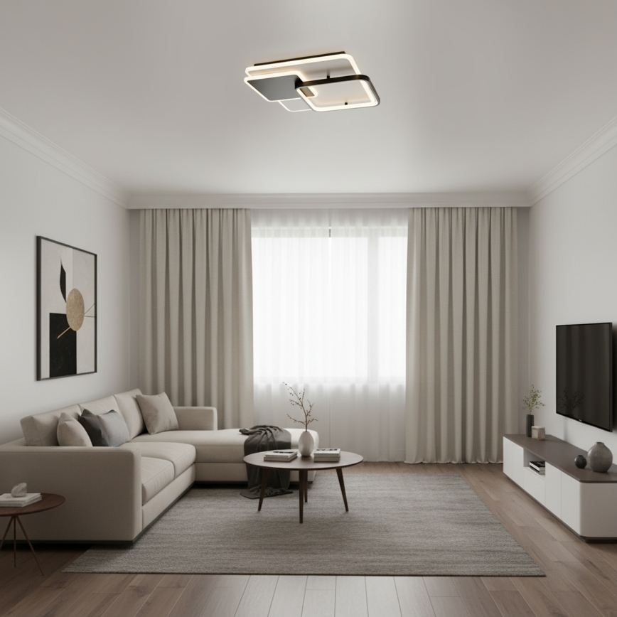 Brilagi - LED dimmbare Deckenleuchte FLARE LED/64W/230V 3000-6000K 45x45 cm weiß/schwarz + Fernbedienung