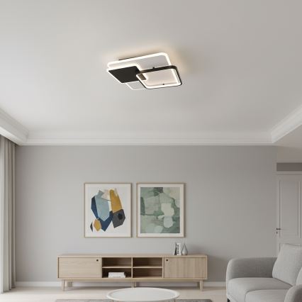 Brilagi - LED dimmbare Deckenleuchte FLARE LED/64W/230V 3000-6000K 45x45 cm weiß/schwarz + Fernbedienung