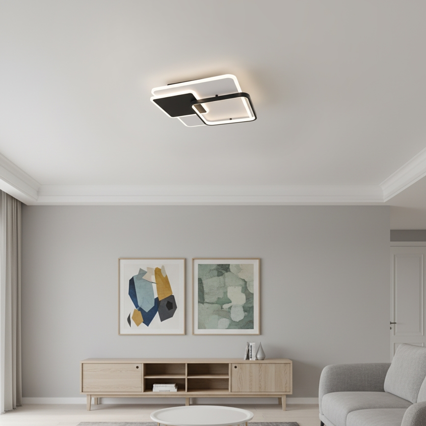 Brilagi - LED dimmbare Deckenleuchte FLARE LED/64W/230V 3000-6000K 45x45 cm weiß/schwarz + Fernbedienung