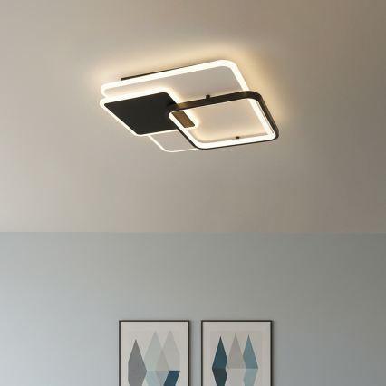 Brilagi - LED dimmbare Deckenleuchte FLARE LED/64W/230V 3000-6000K 45x45 cm weiß/schwarz + Fernbedienung
