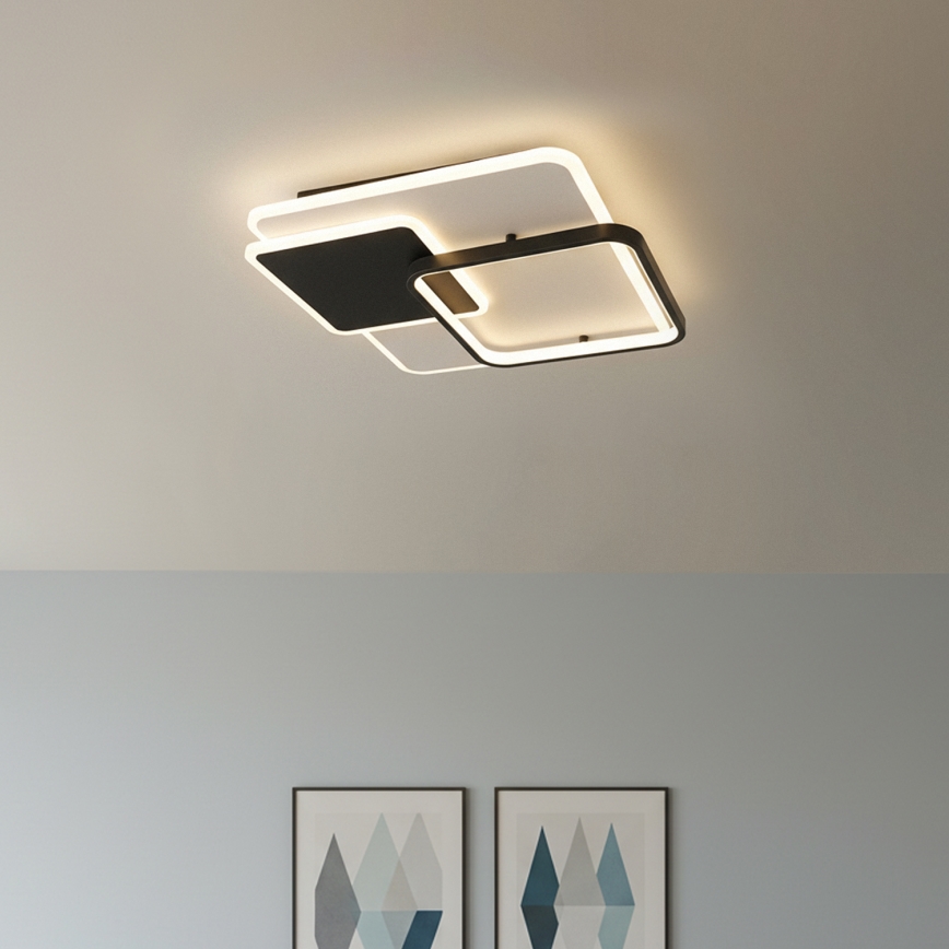 Brilagi - LED dimmbare Deckenleuchte FLARE LED/64W/230V 3000-6000K 45x45 cm weiß/schwarz + Fernbedienung