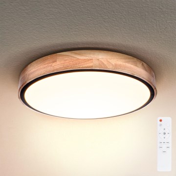 Brilagi - LED dimmbare Deckenleuchte GLORIA LED/48W/230V 3000-6500K Eiche Ø 40 cm + Fernbedienung