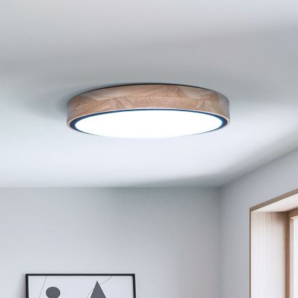Brilagi - dimmbare LED-Deckenleuchte GLORIA LED/48W/230V 3000-6500K Eiche Ø 40 cm + Fernbedienung