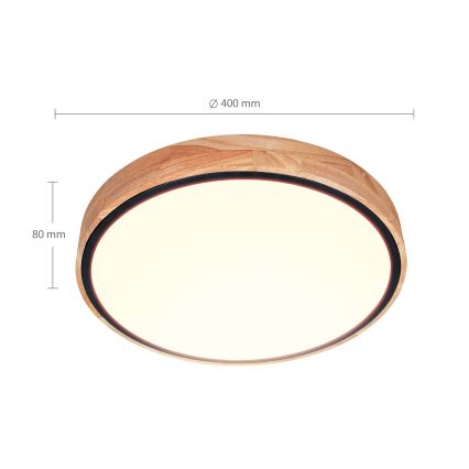 Brilagi - dimmbare LED-Deckenleuchte GLORIA LED/48W/230V 3000-6500K Eiche Ø 40 cm + Fernbedienung